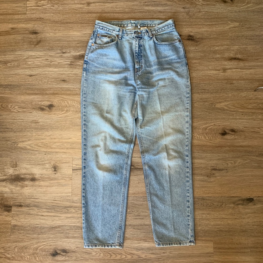 Vintage 1990s Calvin Klein Made USA High Rise Tapered Jeans Stonewash 30x30